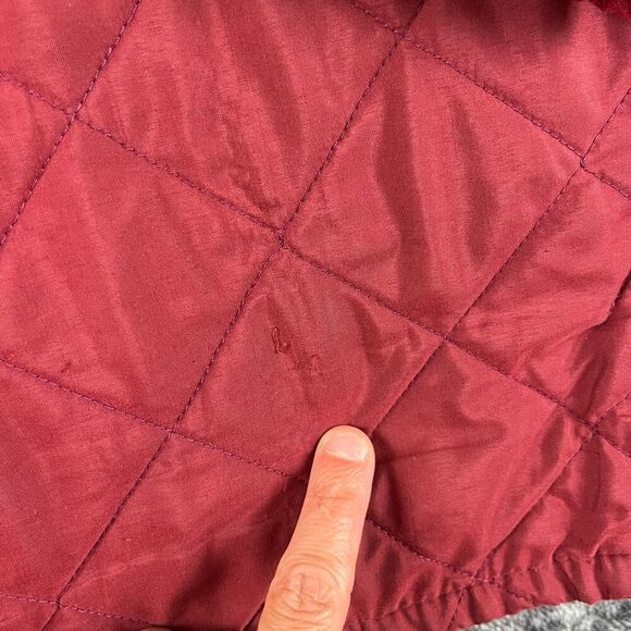 Barbour Quilted Blanket Lined Jacket Red Sz L Corduroy Collar Field Chore* - Picture 12 of 16
